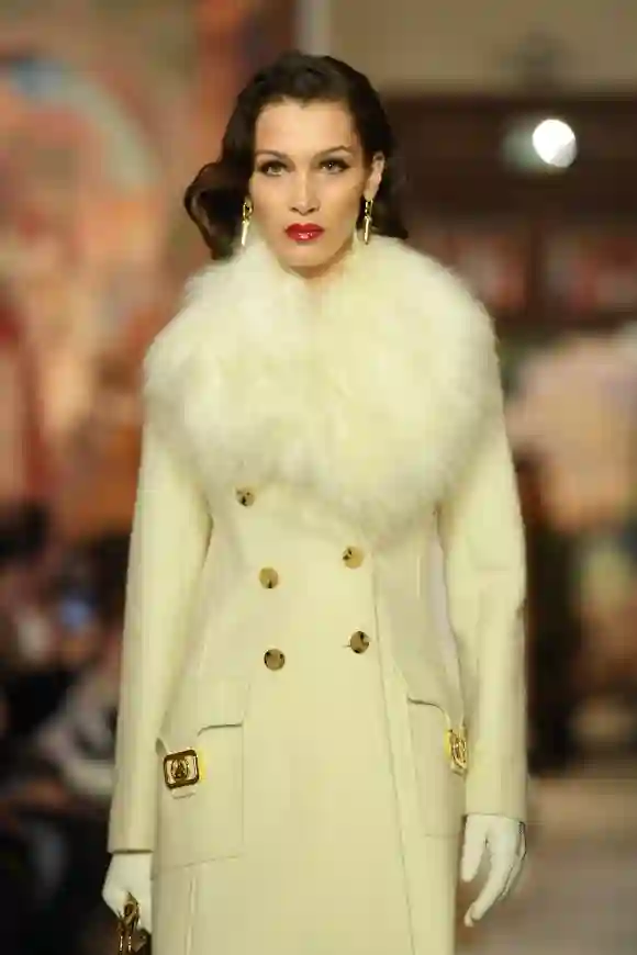 Bella Hadid walks the runway during the Lanvin show as part of Paris Fashion Week.