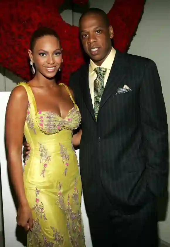 Beyonce Knowles poses with Jay-Z at the "Beyonce: Beyond the Red Carpet auction presented by Beyonce and her mother Tina Knowles along with the House of Dereon to benefit the VH1 Save The Music Foundation.