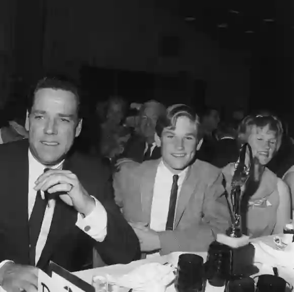 Bing and Louise Russell with their son, Kurt Russell, at the Spotlighter Teen Awards dinner, October, 1966.