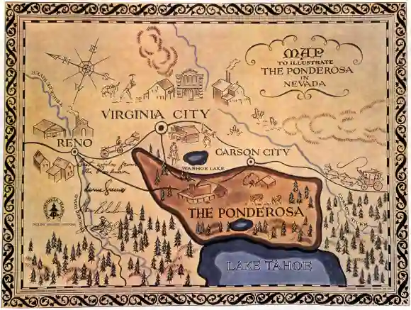 Bonanza TV Show Theme Song - The Ponderosa Map Opening Title Credits Western NBC