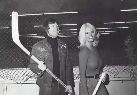 CAROL WAYNE with Gary Edwards at Jim MKrell s celeb Hockey Team.Supplied by Photos, inc. -ZUMAg49_