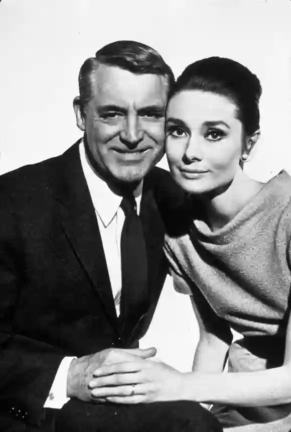 Cary Grant and Audrey Hepburn in promotion image for Charade (1963).