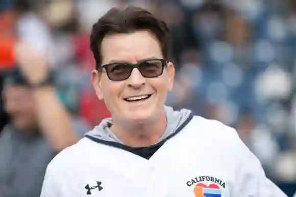 Charlie Sheen attends a charity softball game to benefit "California Strong"