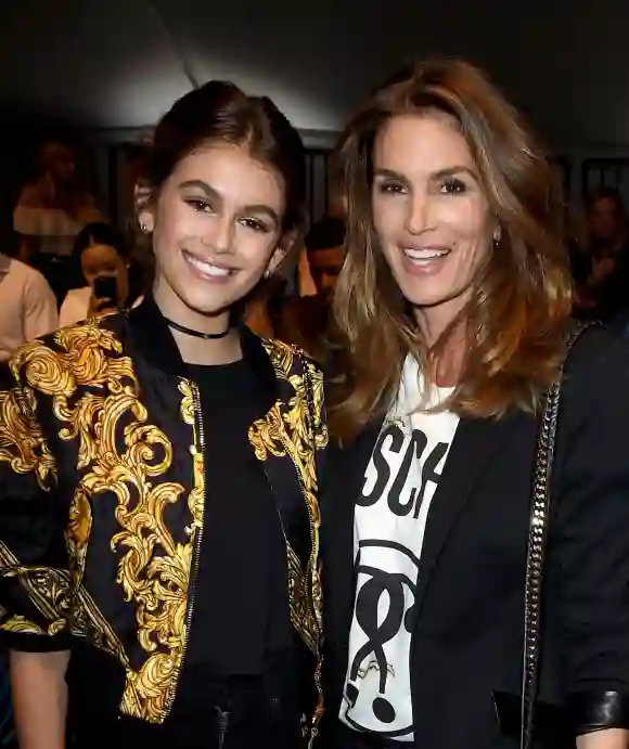 Cindy Crawford and her daughter Kaia Jordan Gerber attend the Moschino Spring/Summer 17 Menswear and Women's Resort Collection.
