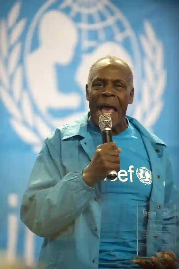 Danny Glover speaks during the inauguration of the Golombiao tournament "Play Against Violence" on November 22, 2011 in Medellin, Colombia