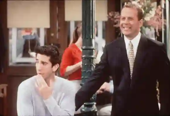 David Schwimmer and Bruce Willis in "Friends"