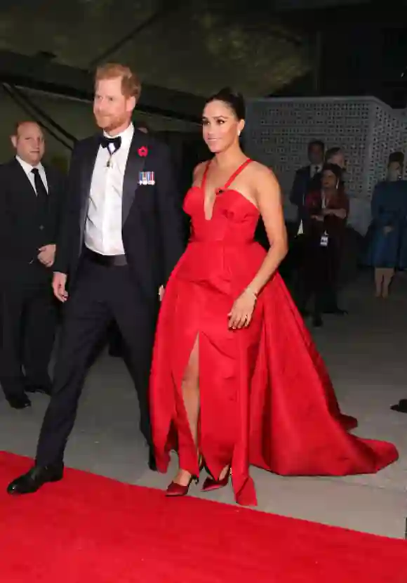 NEW YORK, NEW YORK - NOVEMBER 10: Prince Harry, Duke of Sussex, and Meghan, Duchess of Sussex attend as Intrepid Museum hosts Annual Salute To Freedom Gala on November 10, 2021 in New York City. (Photo by Theo Wargo/Getty Images for Intrepid Sea, Air, & Space Museum)