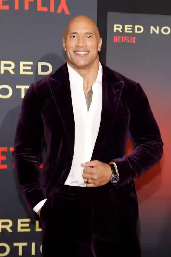 Dwayne Johnson attends the World Premiere Of Netflix's "Red Notice" at L.A. LIVE