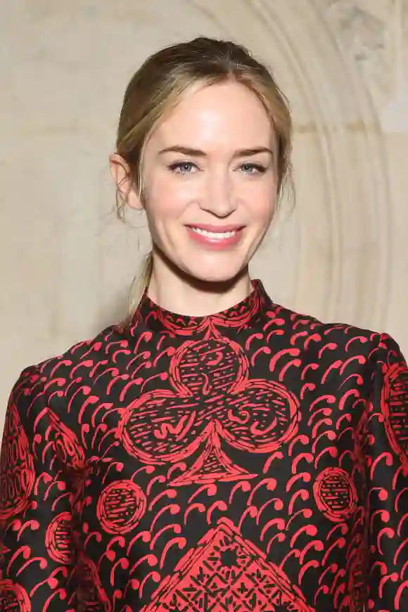 Emily Blunt attends the Christian Dior Haute Couture Spring Summer 2018 show as part of Paris Fashion Week.