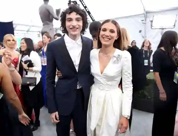 Stranger Things cast Finn Wolfhard and Millie Bobby Brown attend the 2020 Screen Actors Guild Awards.