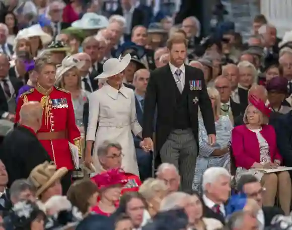 Prince Harry and Duchess Meghan best pictures church service Queen Elizabeth 2022