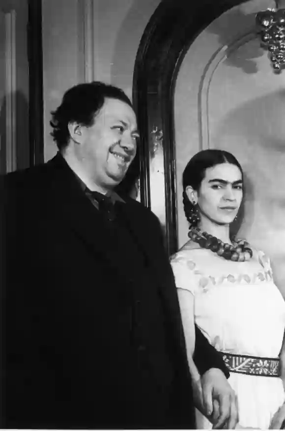 Frieda and Diego Kahlo standing in doorway, circa 1932