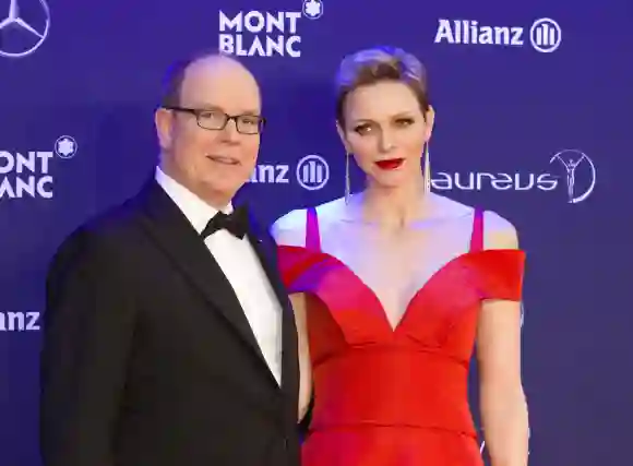 Prince Albert and Princess Charlene Laureus World Sports Awards red carpet red dress beautiful