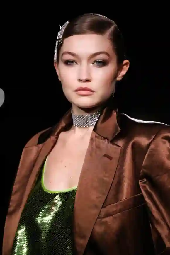 Gigi Hadid walks the runway for Tom Ford SS22 during NYFW