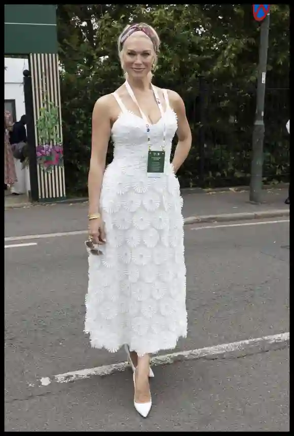 . 08/07/2023. London, United Kingdom. Hannah Waddingham arriving on day six of the Wimbledon Tennis Championships in Lon