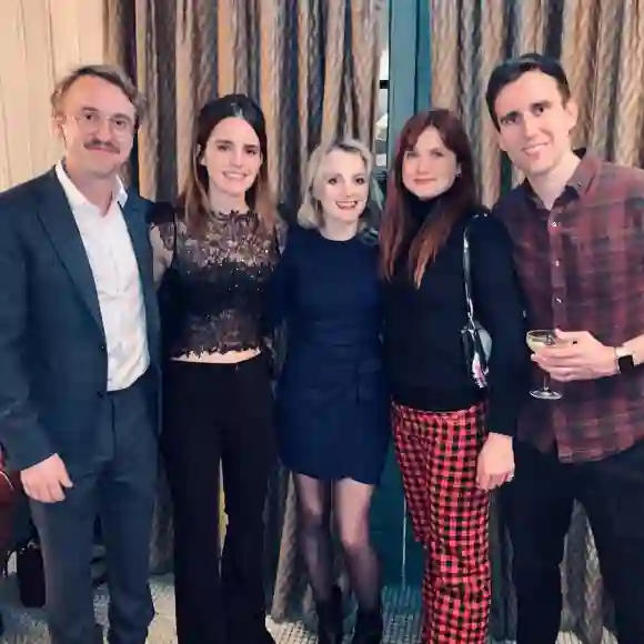 Tom Felton, Emma Watson, Evanna Lynch, Bonnie Wright and Matthew Lewis celebrate a Harry Potter reunion