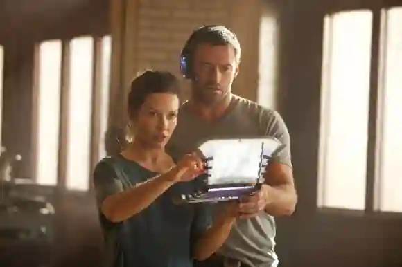 Hugh Jackman and Evangeline Lilly 'Real Steel' 2011