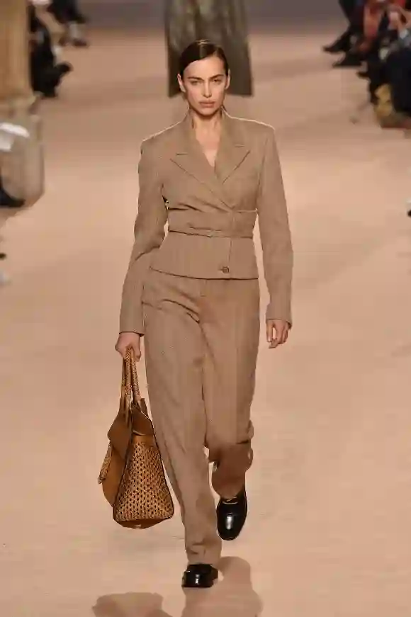 Irina Shayk walks the runway during the Salvatore Ferragamo fashion show as part of Milan Fashion Week.
