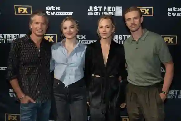 Syndication: Austin American-Statesman Timothy Olyphant, Vivian Olyphant, Adelaide Clemens, and Boy Holbrook attend the