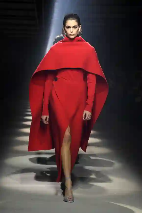 Kaia Gerber walks the runway during Givenchy as part of the Paris Fashion Week.