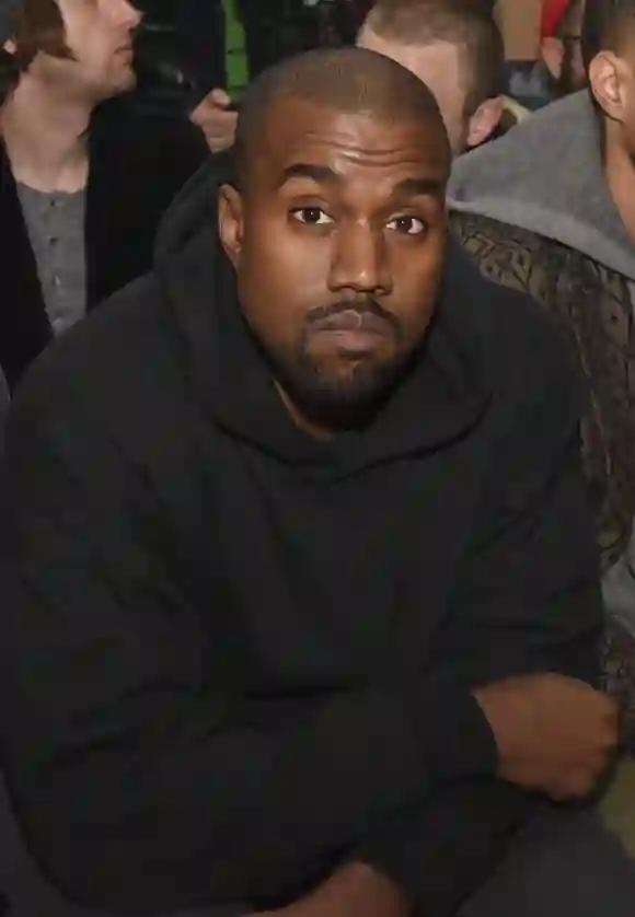 Kanye West attends the Robert Geller show during Mercedes-Benz Fashion Week Fall 2015