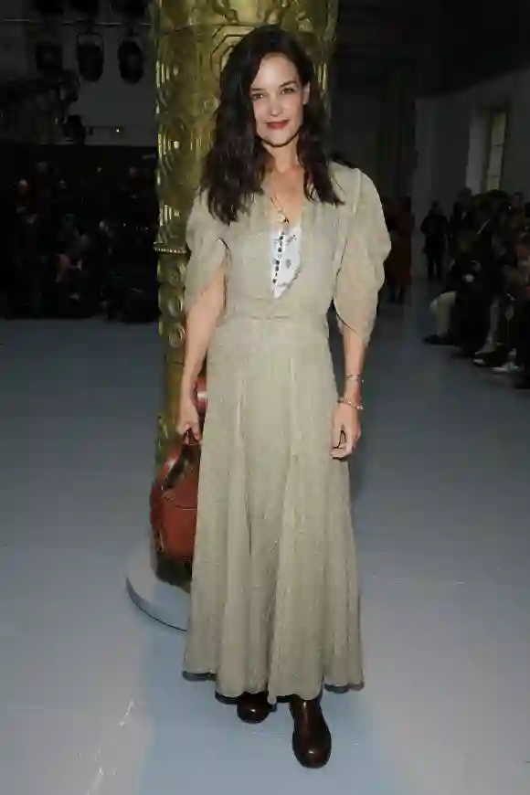 Katie Holmes attends the Chloe show as part of Paris Fashion Week.