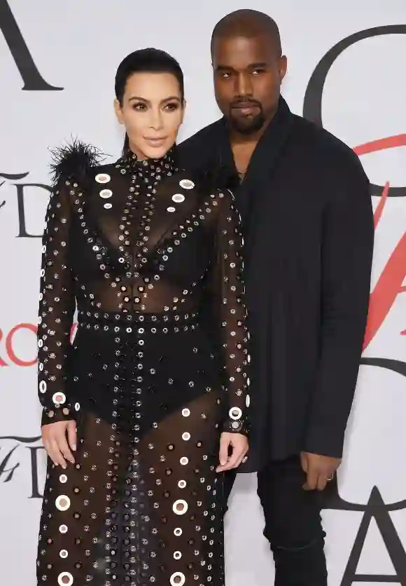 Kim Kardashian and rapper Kanye West attend the 2015 CFDA Fashion Awards.
