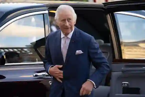 Paris, France, September 21, 2023 - The British King Charles III leaves his car as he arrives at the Elysee Presidential Palace.