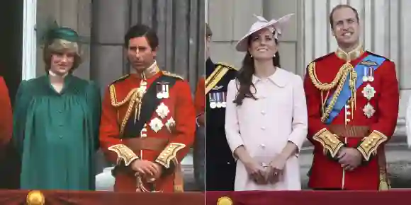 Princesa Diana y el príncipe Carlos; Kate Middleton y el príncipe William