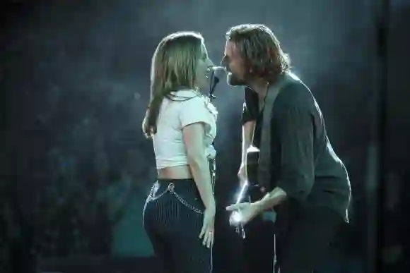 Lady Gaga and Bradley Cooper in a scene from the movie 'A Star is Born'