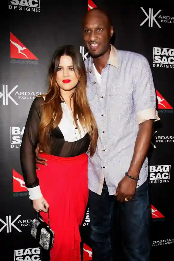 Khloe Kardashian and Lamar Odom arrive at the Kardashian Kollection Handbag launch at Hugo's.