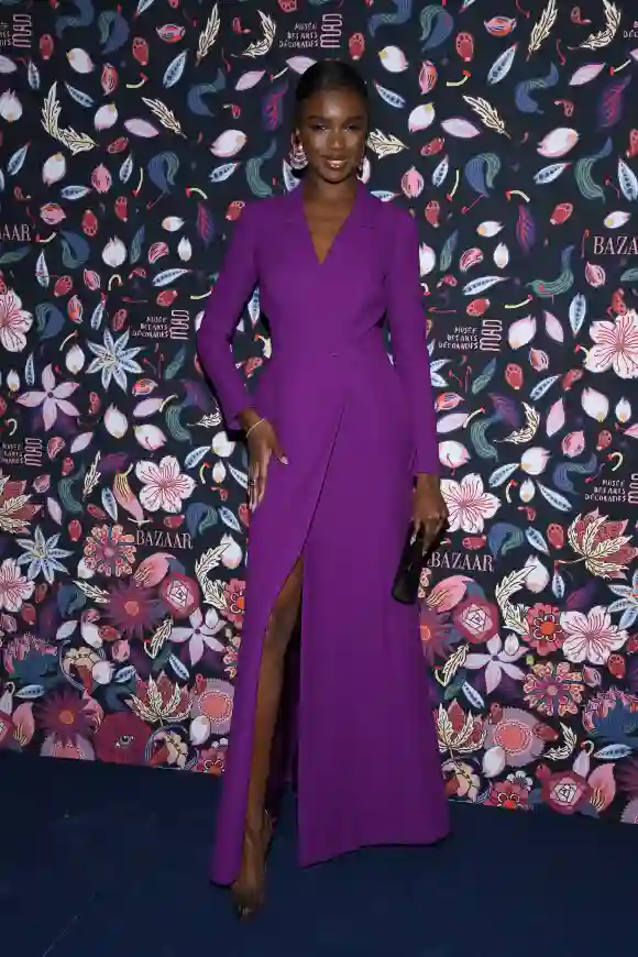 Leomie Anderson attends the Harper's Bazaar Exhibition as part of Paris Fashion Week.