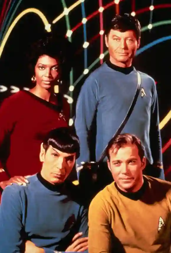 Leonard Nimoy, William Shatner, DeForest Kelley and Nichelle Nichols in 'Star Trek'