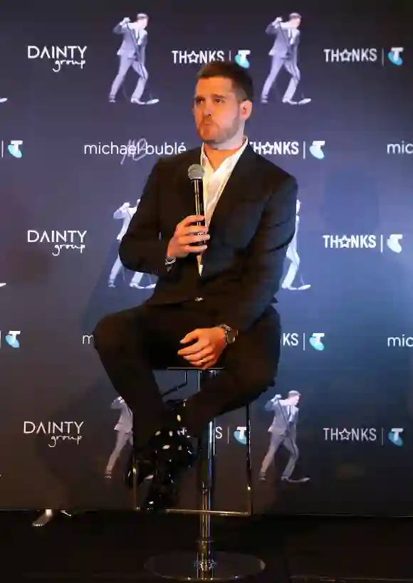 Michael Bublé es entrevistado durante una rueda de prensa el 24 de abril de 2014 en Sídney, Australia