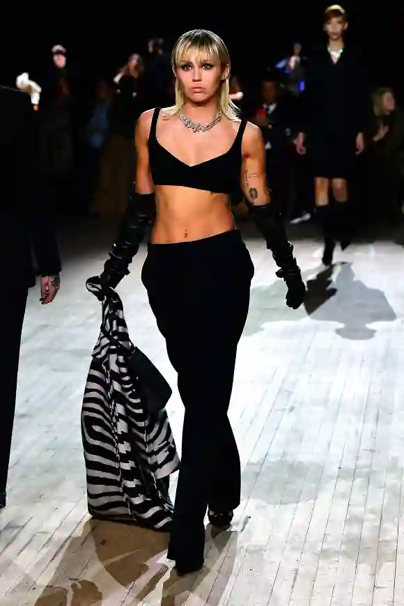 Miley Cyrus walks the runway at the Marc Jacobs Fall 2020 runway show during New York Fashion Week.
