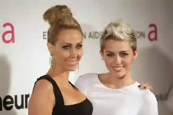 Miley Cyrus and her mother Tish arrive for the 21st Annual Elton John AIDS Foundation's Oscar Viewing Party.