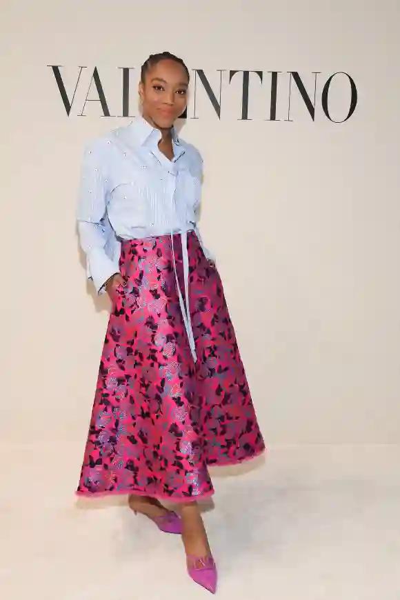 Naomi Ackie attends the Valentino show as part of Paris Fashion Week.