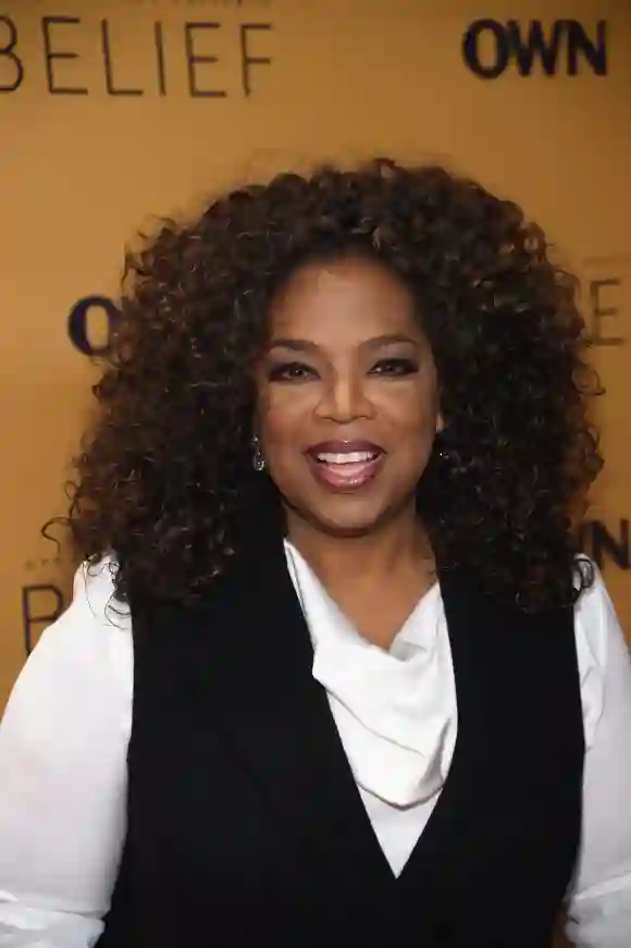 Oprah Winfrey speaks at the "Belief" New York premiere at TheTimesCenter.