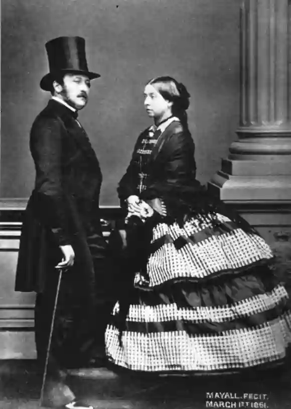 Queen Victoria and Prince Albert pose together in March 1861.