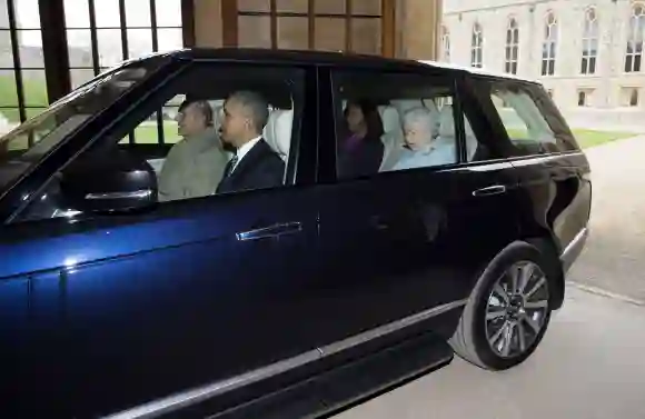 Royals driving Prince Philip and the Queen the Obamas in 2016.