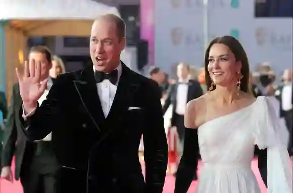 Prince William Princess Kate BAFTA film awards 2023 dress Alexander McQueen pictures photos