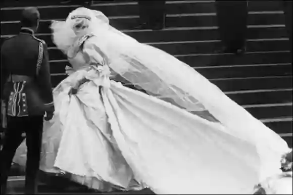 Lady Diana, Princess of Wales and Charles, Prince of Wales are seen during their wedding at St Paul Cathedral in London 29 July 1981. (Photo credit should read /AFP via Getty Images)