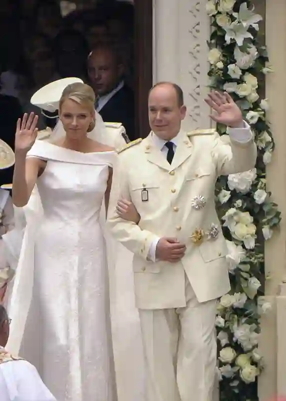 Princess Charlene of Monaco and Prince Albert on their wedding day