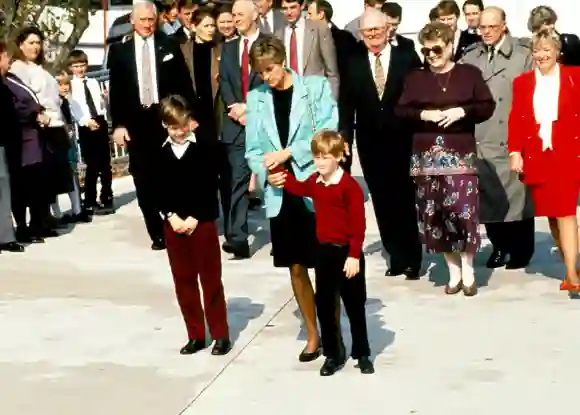 La princesa Diana, el príncipe Harry y el príncipe William