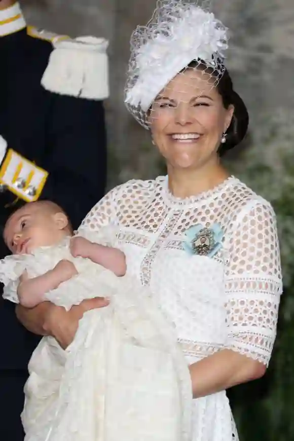 Princess Victoria and Prince Oscar at his christening on May 27, 2016