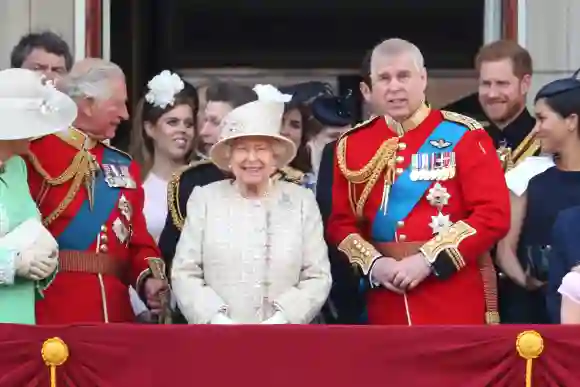 The Royal Family balcony trooping the colour Harry Meghan Queen Andrew 2022