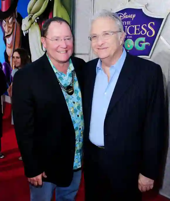 Randy Newman and John Lasseter attend the 2009 premiere of 'The Princess and the Frog'