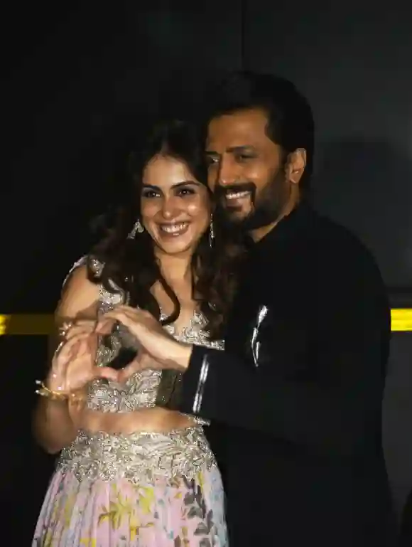 Film Promotion In Mumbai Bollywood actress Genelia Deshmukh and Bollywood actor Ritesh Deshmukh spotted for a film Ved p