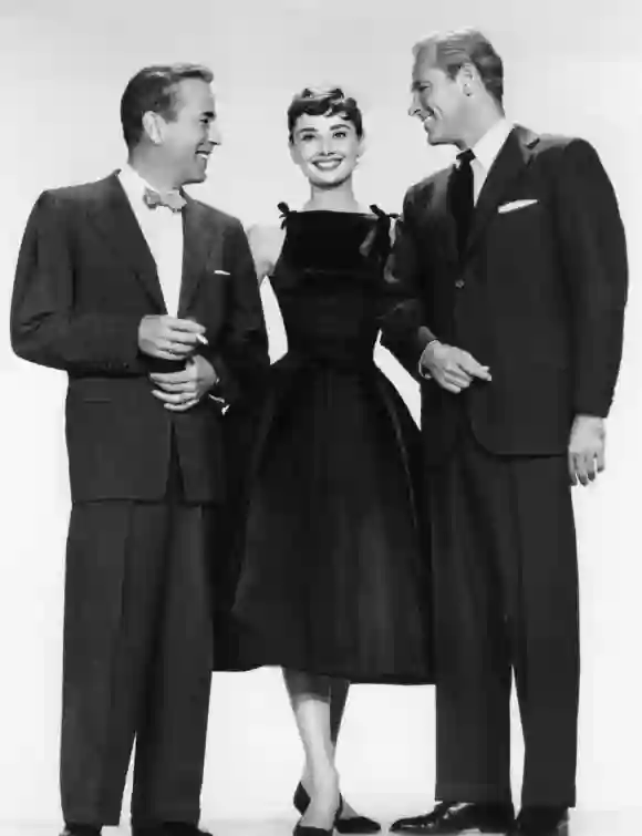 Humphrey Bogart, Audrey Hepburn, and William Holden in ﻿Sabrina﻿ (1954).