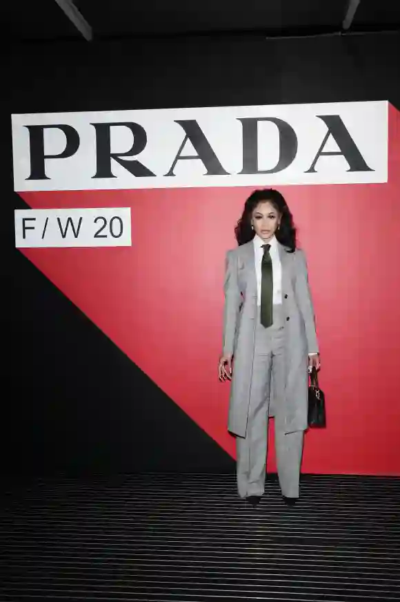 Saweetie attends the Prada show during Milan Fashion Week.